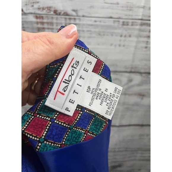 Vintage Talbots Dress size 10 Petite Red Blue Green Squares 90's Y2K Knee Career - Picture 12 of 12
